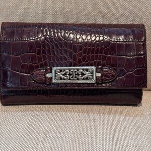 Brighten Wallet Elegant Brown Crocodile Embossed Clutch